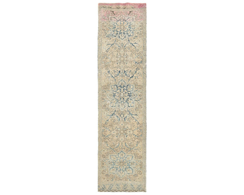 11 Ft Vintage Brown Persian Style Hand Knotted Low Pile Wool Runner Rug